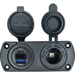 POWERTECH πρίζα 12V για σκάφη & οχήματα PTL-002, USB/USB-C, οθόνη, IP65
