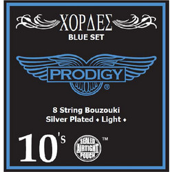 Prodigy Blue 10s Σετ 8 Χορδές Μπουζουκιού Silver Plated Copper 10-28" Light Tension