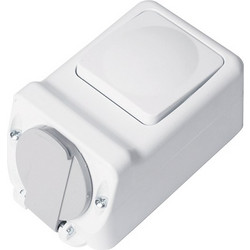 SOCKET+ONE BUTTON TWO WAY SWITCH 16 250V, IP44 - 190218