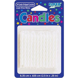 Creative Converting Σετ κεράκια White Candy Stripe (24 τεμαχίων)