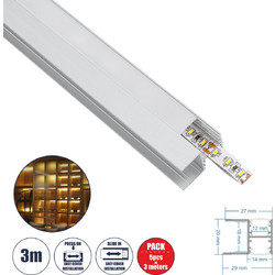 BOARD-PROFILE 70814-3M Προφίλ Αλουμινίου - Βάση & Ψύκτρα Ταινίας LED με Λευκό Γαλακτερό Κάλυμμα - Χρήση για Φωτισμού Ραφιού με Τοποθέτηση σε Ξύλο Πάχους 18mm - Πατητό Κάλυμμα - Ασημί - 3 Μέτρα - Πακέτ