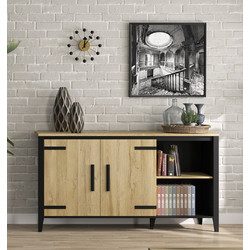 Cork Μπουφές Με Δύο Οόρτες 165x45x90εκ. Golden Oak / Μαύρο