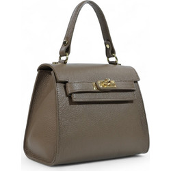 Passaggio Leather Γυναικεία Τσάντα Χειρός Δερμάτινη Γκρι 5726-KR-22