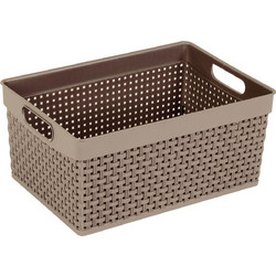 Πλαστικό Καλαθάκι Rattan 30x21x14cm Μπεζ