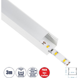 GloboStar(R) SURFACE-PROFILE 70868-3M Προφίλ Αλουμινίου - Βάση & Ψύκτρα Ταινίας LED με Λευκό Γαλακτερό Κάλυμμα - Επιφανειακή Χρήση - Πατητό Κάλυμμα - Λευκό - 3 Μέτρα - Πακέτο 5 Τεμαχίων - Μ300 x Π2.3