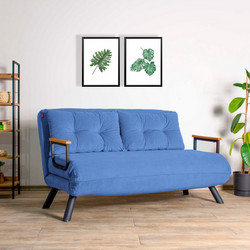 Papatya Sando 2 Διθέσιος Καναπές Κρεβάτι Μπλε 133x50x45cm