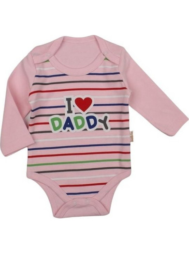 Κορμάκι Βρεφικό I Love Daddy Με Μακρύ Μανίκι G2141 - ΡΟΖ