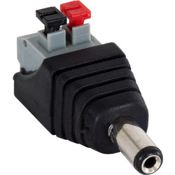 GLOBOSTAR(R) STRIPDC 70677 Ταχυσύνδεσμος DC Jack 5.5x2.1mm Αρσενικός σε Πατητή Κλέμα IP20 - Μαύρο - Μ4.1 x Π1.5 x Υ2cm