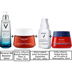 Vichy Mineral 89 24ωρο Gel Προσώπου με Υαλουρονικό Οξύ για Ενυδάτωση 50ml & Vichy Liftactiv Collagen Specialist 16 Κρέμα Προσώπου Ημέρας με Κολλαγόνο 50ml & Vichy Capital Soleil Λεπτόρευστο Αντηλιακό