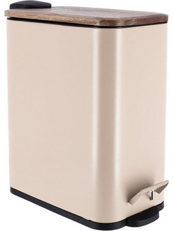 Μεταλλικός Κάδος Απορριμμάτων Μπάνιου με Ξύλινο Καπάκι Χωρητικότητας 5lt, 28x14x28 cm - Aria Trade