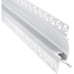 GLOBOSTAR(R) ALP-PLASTERIN GYPSO 70840-3M Χωνευτό Προφίλ Αλουμινίου Ειδικό για Δημιουργία Κρυφού Φωτισμού σε Γυψοσανίδα με Λευκό Γαλακτερό Πατητό Κάλυμμα για Ταινίες LED IP20 - Ασημί + Λευκό - Μ300 x