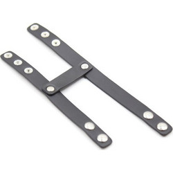 Naughty Toys Double Leather Penis Ring Ρυθμιζόμενα Δαχτυλίδι Πέους & Όρχεων Γκρι