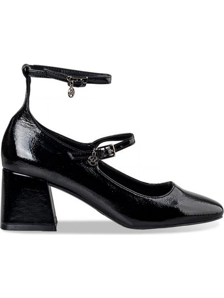 Envie Shoes Γόβες Δερμάτινες με Χοντρό Χαμηλό Τακούνι & Μπαρέτα Μπορντό E42-20119-34