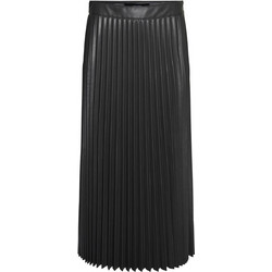 Vero Moda Bella Μίντι Φούστα Δερματίνη Ψηλόμεση Πλισέ Ανθρακί 10319036