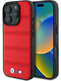 BMW M Perforated And Stitched Line MagSafe - θήκη για Apple iPhone 16 Pro - Κόκκινο