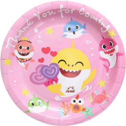 Σετ Χάρτινα Πιάτα για Πάρτυ 18cm 6 τεμαχίων Pink Baby Shark ForHome 520409 - For Home