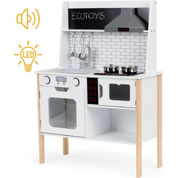 Ecotoys Ξύλινη Κουζίνα Με Ανάλαφρους Ήχους PLK537