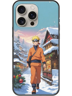 Θήκη Xmas Anime - Naruto Uzumaki iPhone 16 Pro Black TPU (Μαύρη Σιλικόνη)
