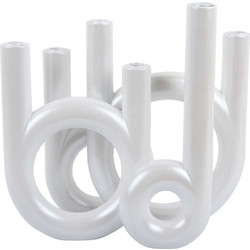 Κηροπήγιο Rings PT4157WH 13,5x32,5cm White Present Time Πολυρεσίνη