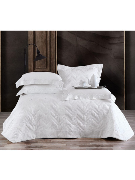 Κουβερλί Νυφικό Υπέρδιπλα Σετ Wedding Collection Lizzie White Microsatin Rythmos (235x250) 3Τεμ