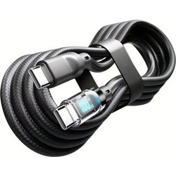 ΚΑΛΩΔΙΟ TYPE C ΣΕ TYPE C ΤΑΧΕΙΑΣ ΦΟΡΤΙΣΗΣ 100W ΜΑΥΡΟ ΜΕ ΟΘΟΝΗ LED 100cm