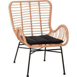 Πολυθρόνα Rattan σε Wicker - Σκελετός μεταλλίκος Μαύρος