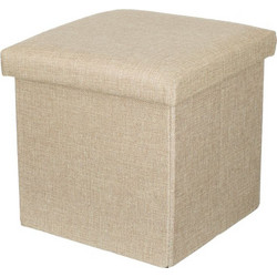 Σκαμπό Αποθήκευσης MDF Μπεζ Λινάτσα 30x30x30cm