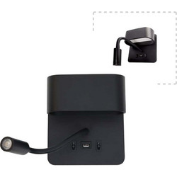 Apple Επιτοίχιο φωτιστικό LED 9W 3000K από μαύρο μέταλλο D:16cm (43036-BL)