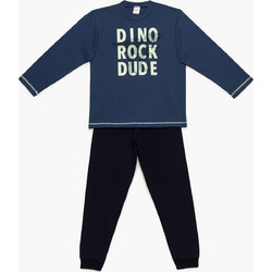 Minerva Dino Rock Dude Παιδική Πιτζάμα Βαμβακερή Χειμωνιάτικη Μπλε 90-62063-107