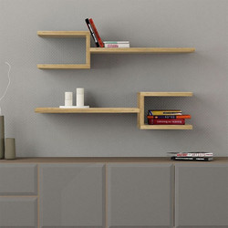 Ραφιέρα τοίχου Fork Megapap 2 τεμαχίων από μελαμίνη sapphire oak 75x19,5x18εκ. GP037-0076,4-GP037-0076,4-Καφέ GP037-0076,4