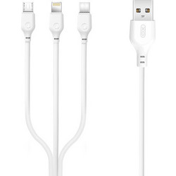 Charging Cable USB A 2.0 Male Type C/Micro USB/Lightning White 1m XO-NB103