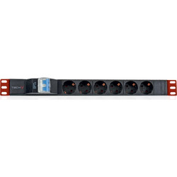 Techly I-CASE STRIP-61UD πολύπριζο με διακόπτη Rack 19 PDU 6 Outlets Schuko