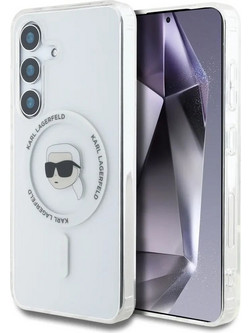 Karl Lagerfeld Button Karl Head Printed Logo MagSafe Case White (Samsung Galaxy S25)