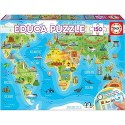 Παιδικό Puzzle Educa Υδρόγειος Μνημεία 150 Κομμάτια