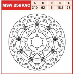 ΔΙΣΚΟΠΛΑΚΑ ΕΜΠΡΟΣ TRW Honda CBR XX Superblackbird 1100 (1999-2008) Honda CB SF X11 1100 (2000-2001) MSW258RAC