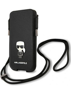 Karl Lagerfeld 6.1 inch hardcase Saffiano Ikonik - Black (KLHCP12MOPHKMK)