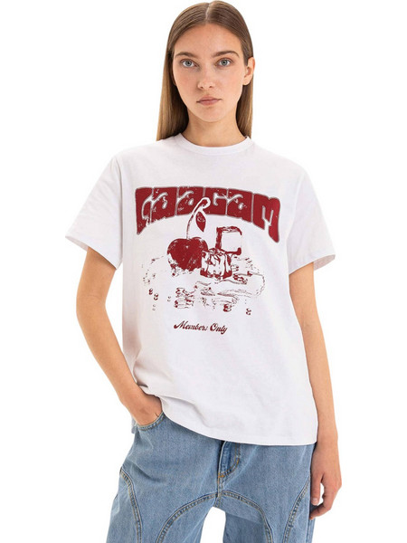 LAAGAM W 4EVER COTTON LOGO T-SHIRT - TSFW2301/2 -WHITE MULTI