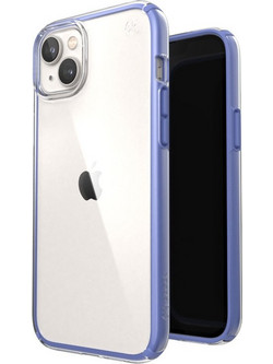 Speck Presidio Perfect-Clear with Impact Geometry - Case for iPhone 15 Plus/ 14 Plus with MICROBAN coating (Clear / Grounded Purple) - (150124-9862)