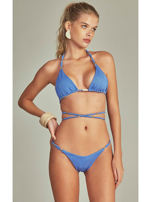 BEADS BIKINI IN SKY BLUE LUXOR TEXTURE