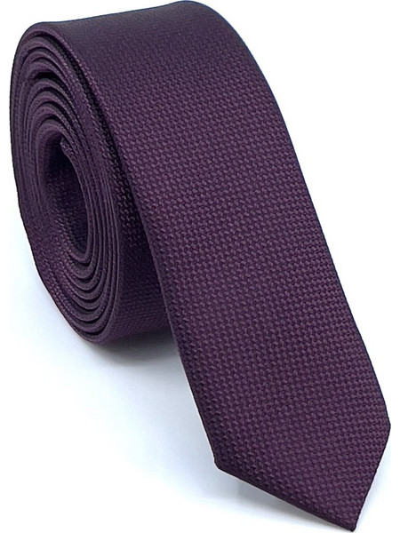 Γραβάτα skinny τύπου oxford σετ με μαντηλάκι L-047 DARK BORDEUX