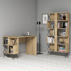 Hanah Home Extra Σετ Γραφείο με Βιβλιοθήκη Oak 120x78,8x60 cm 845HCT3829