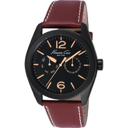 Kenneth Cole Ανδρικό Ρολόι Χρονογράφος με Κόκκινο Δερμάτινο Λουράκι IKC8063