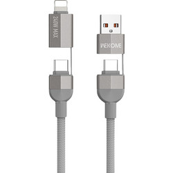 Καλώδιο WK 4-in-1 USB-A & USB-C to Lightning & USB-C 240W 1m Gray WDC-48
