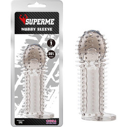 Chisa Novelties SuperMe Nubby Sleeve Κάλυμμα Επιμήκυνσης Πέους Clear