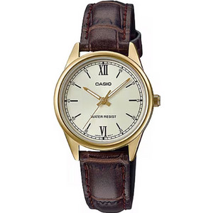 Casio Γυναικείο Ρολόι με Καφέ Δερμάτινο Λουράκι LTP-V005GL-9B