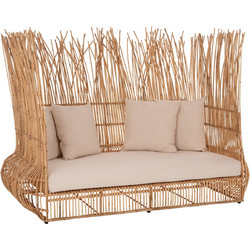 HomeMarkt Τριθέσιος Καναπές Εξωτερικού Χώρου Rattan Μπεζ 200x120x142cm HM5988