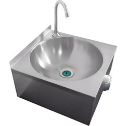 Νιπτήρας υγιεινής INOX 18 10 επιτοίχιος με διακόπτη στο γόνατο 40x40xΥ24cm KARAMCO c533844