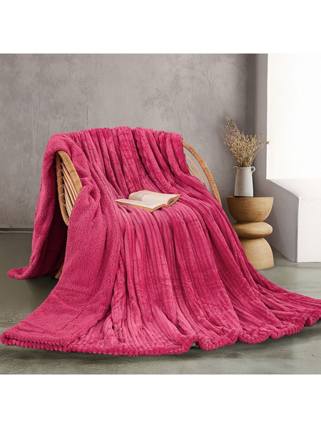 Κουβέρτα Fleece με Σέρπα Υπέρδιπλη 220X240 Rythmos Jollein Φουξια (220x240)