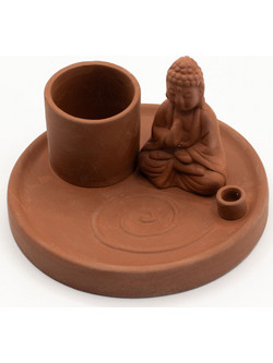Πιάτο θυμιάματος Buddha 3 σε 1 για Κώνους - Αρωματικά Στικ - Φασκόμηλα - Πάλο Σάντο