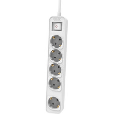 Philips Πολύμπριζο 5 Θέσεων με Διακόπτη CHP2154W/GRS & Παιδική Προστασία, Καλώδιο 1,5 m (Άσπρο)